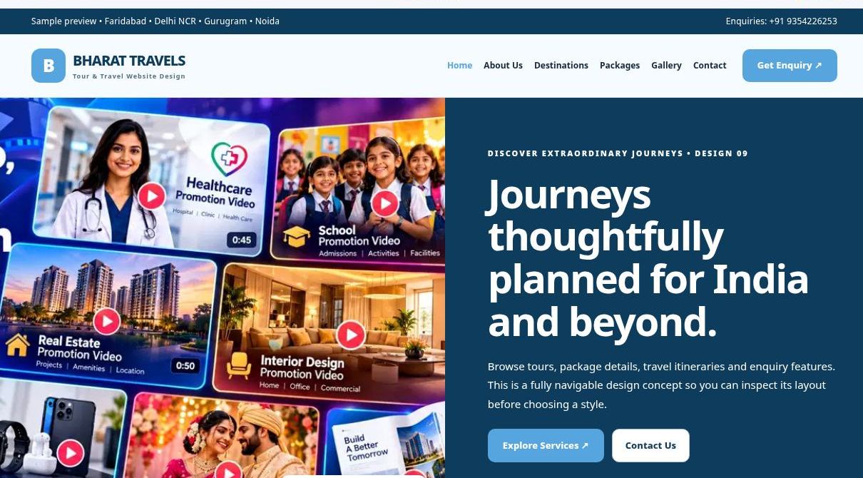 Preview screenshot of Tour & Travel Website Design design 09, click to open interactive pages