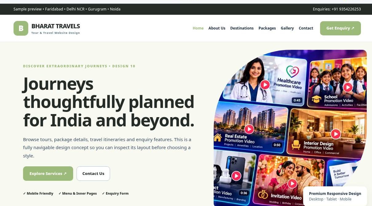 Preview screenshot of Tour & Travel Website Design design 10, click to open interactive pages